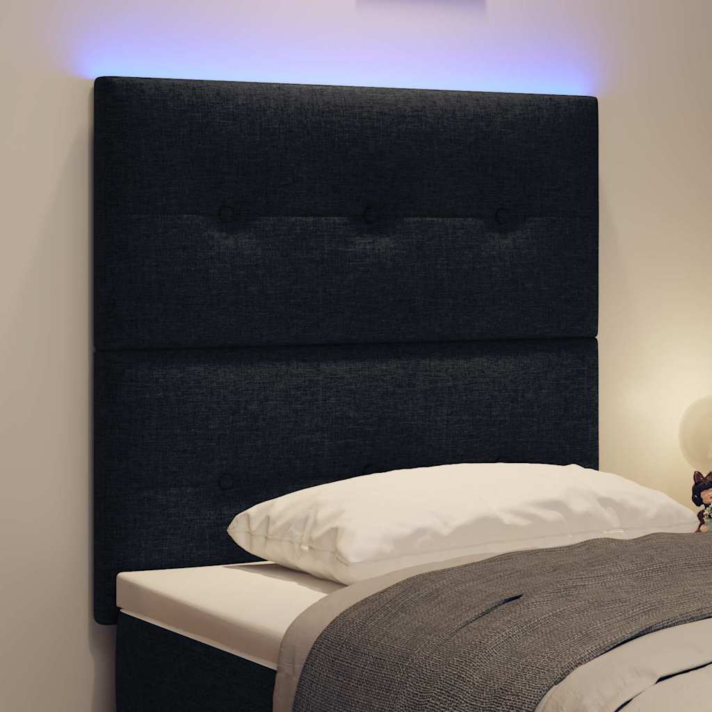 LED Headboard with LED Strip Lights Manual Black 100 cm Fabric